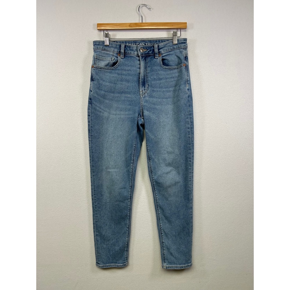 Mom Jeans American Eagle Womens 6 Blue High Rise Tapered Stretch Denim 8916